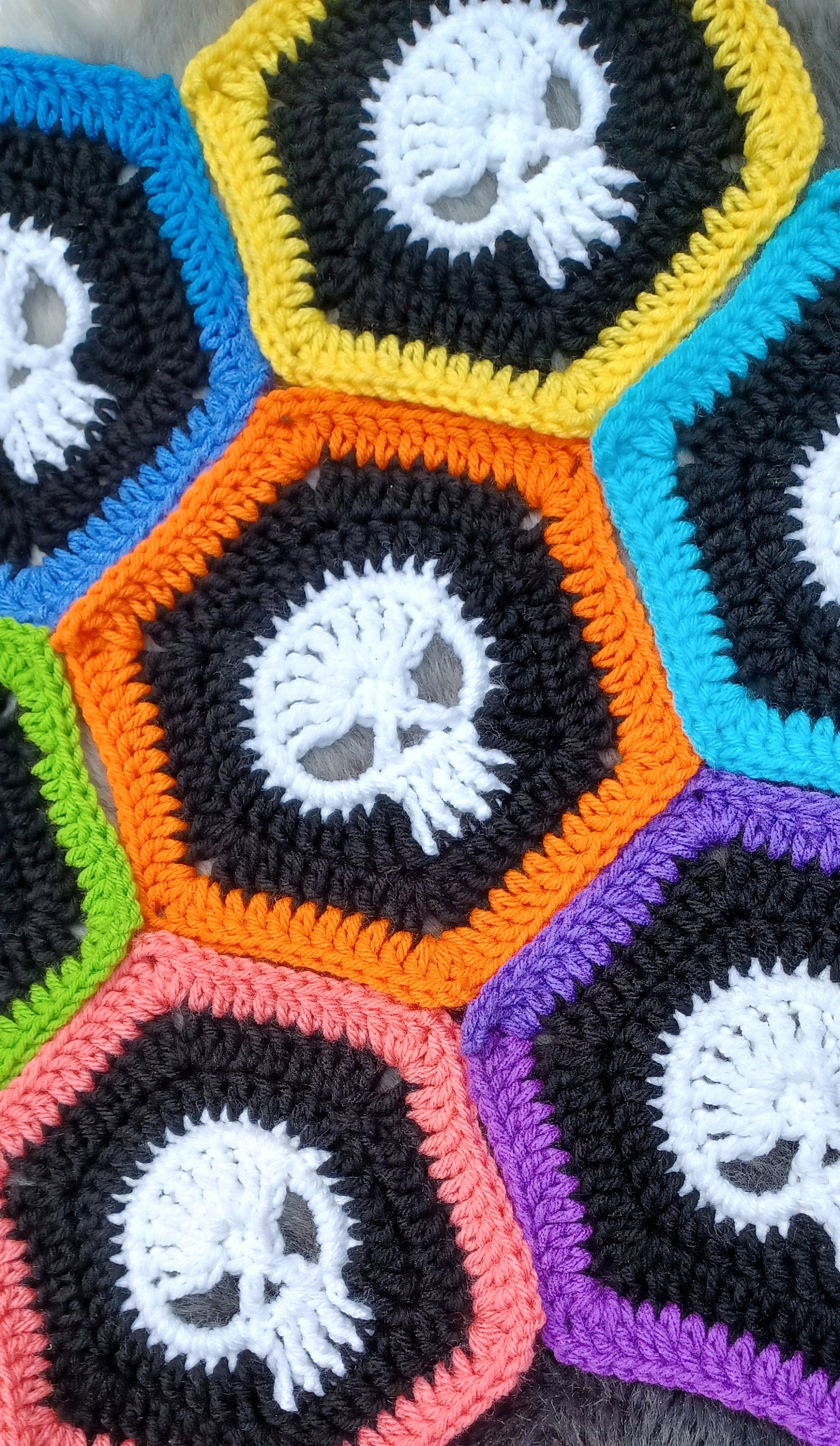 Skull Granny Square Crochet Pattern, Halloween Afghan Block (PDF Pattern)