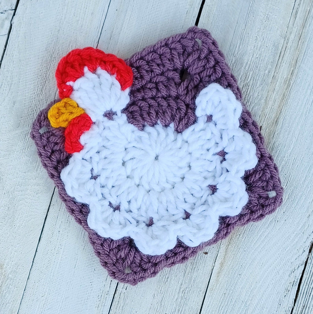 Chicken Granny Square Crochet Pattern, Easy Download (PDF)