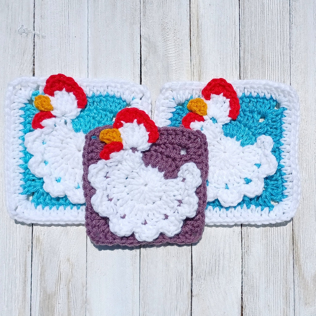 Chicken Granny Square Crochet Pattern, Easy Download (PDF)