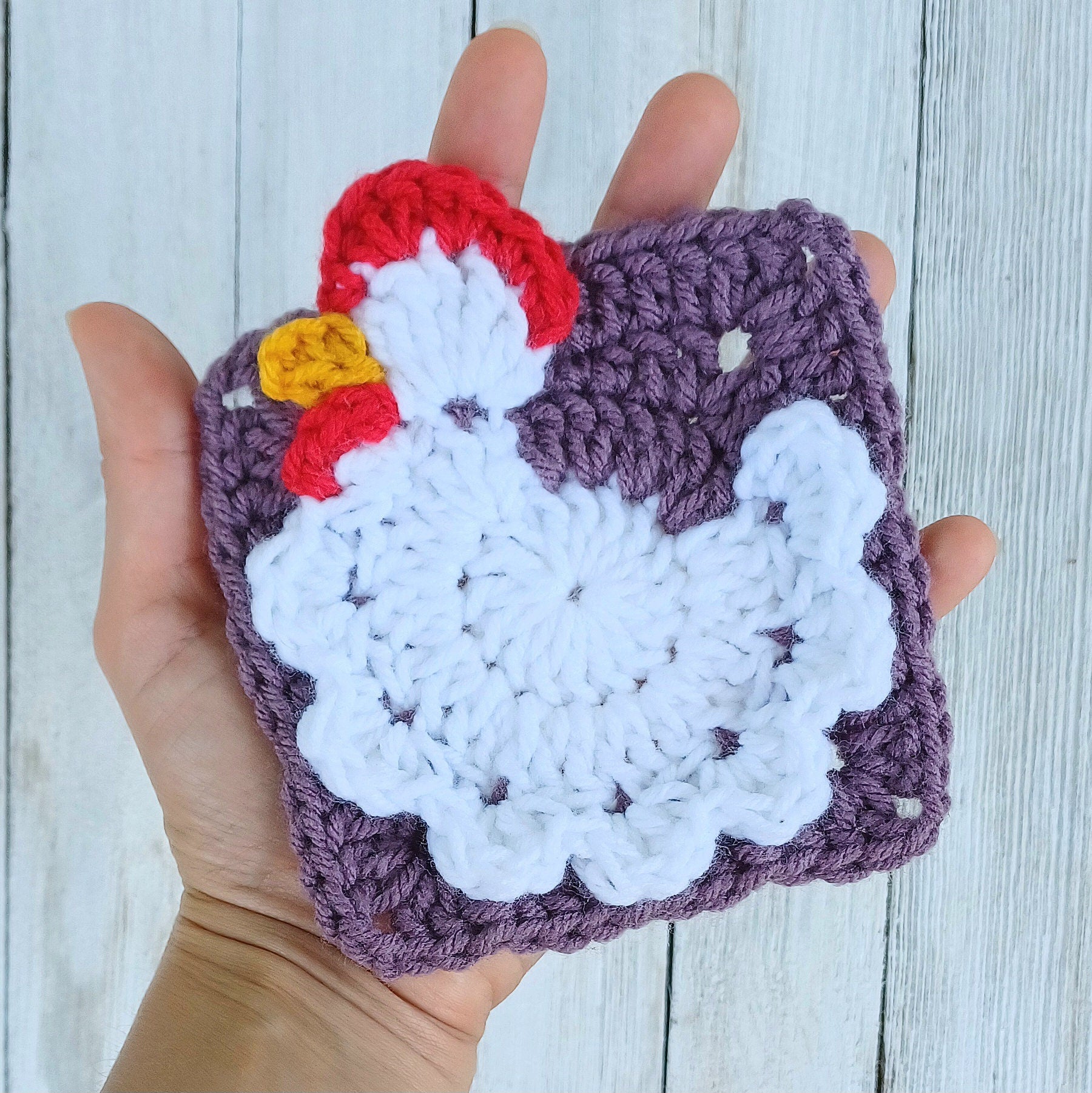 Chicken Granny Square Crochet Pattern, Easy Download (PDF)