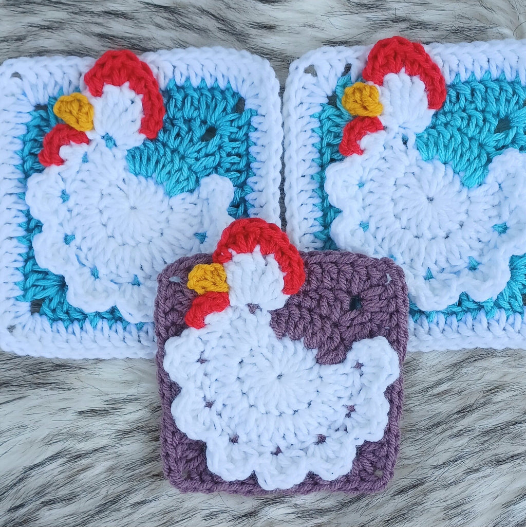 Chicken Granny Square Crochet Pattern, Easy Download (PDF)