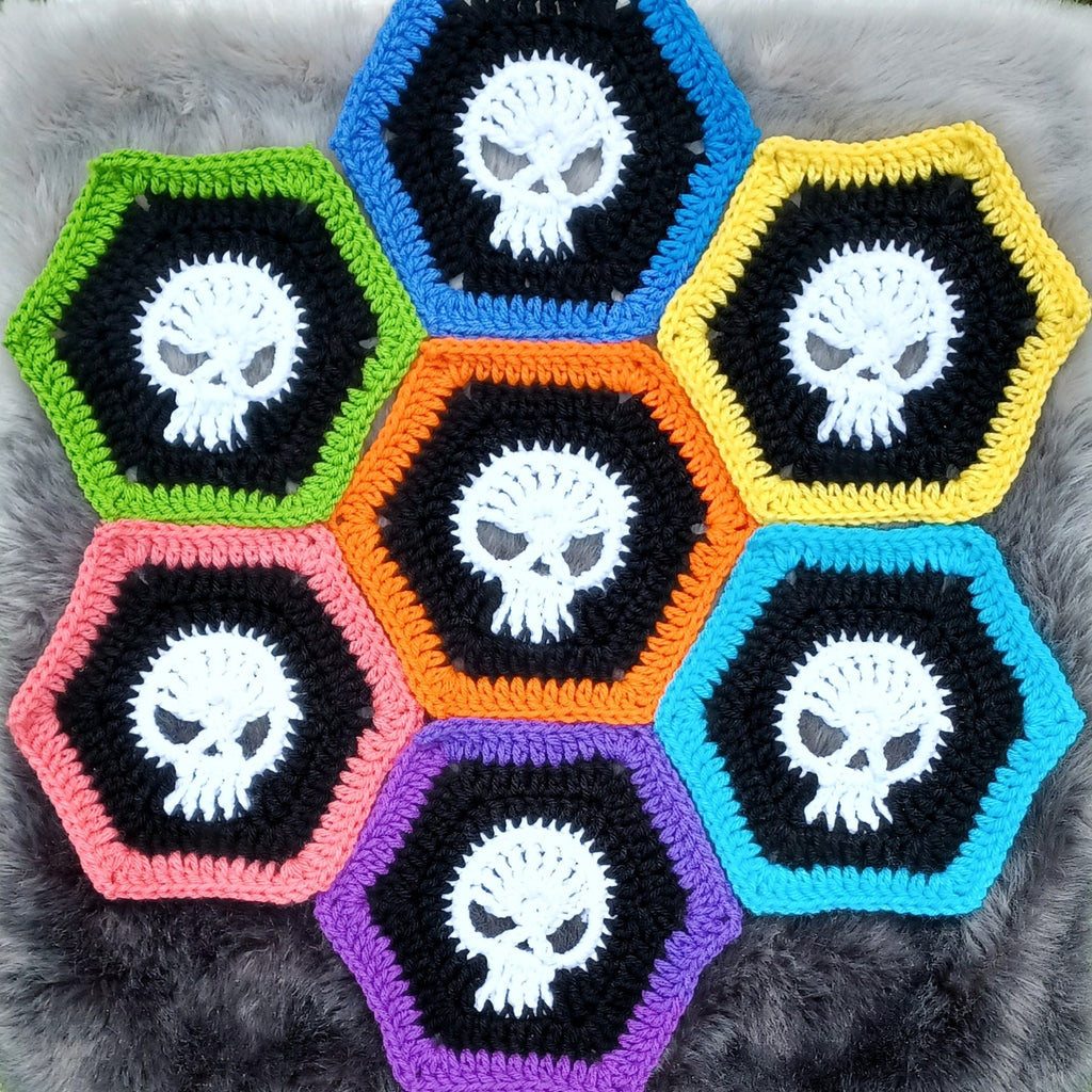 Skull Granny Square Crochet Pattern, Halloween Afghan Block (PDF Pattern)