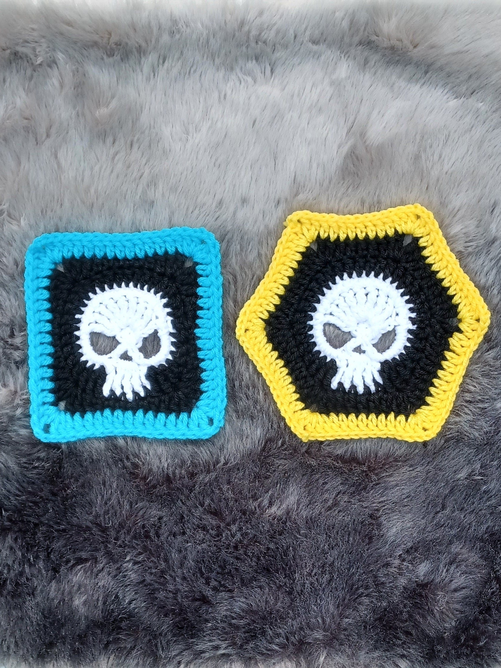 Skull Granny Square Crochet Pattern, Halloween Afghan Block (PDF Pattern)