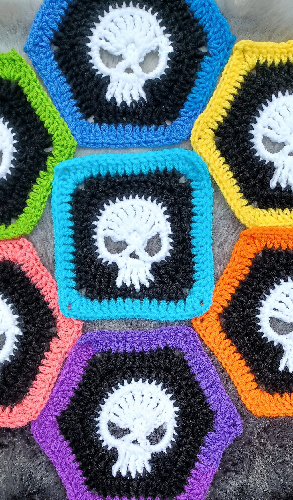 Skull Granny Square Crochet Pattern, Halloween Afghan Block (PDF Pattern)