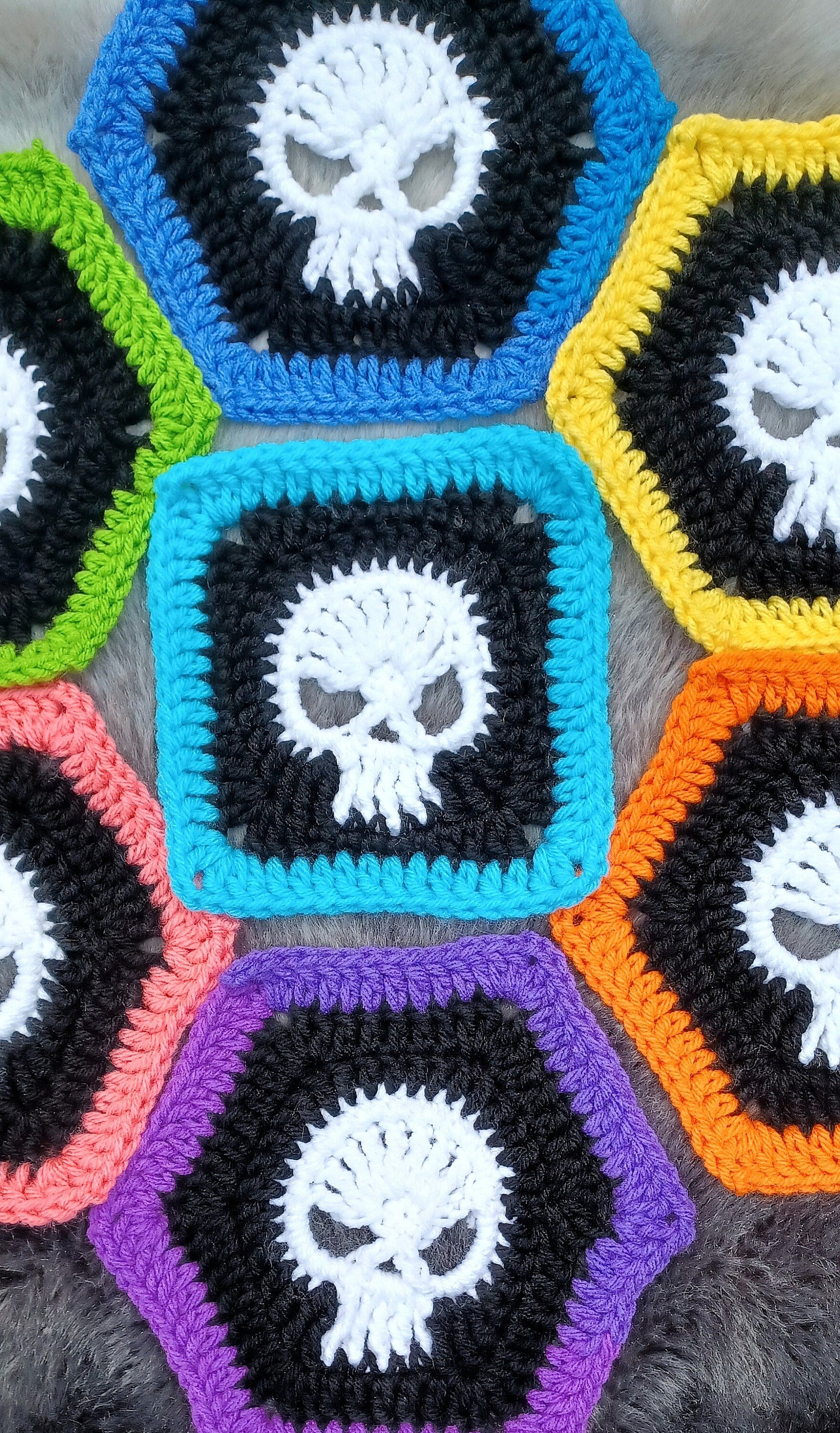 Skull Granny Square Crochet Pattern, Halloween Afghan Block (PDF Pattern)