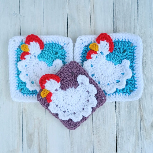 Chicken Granny Square Crochet Pattern, Easy Download (PDF)
