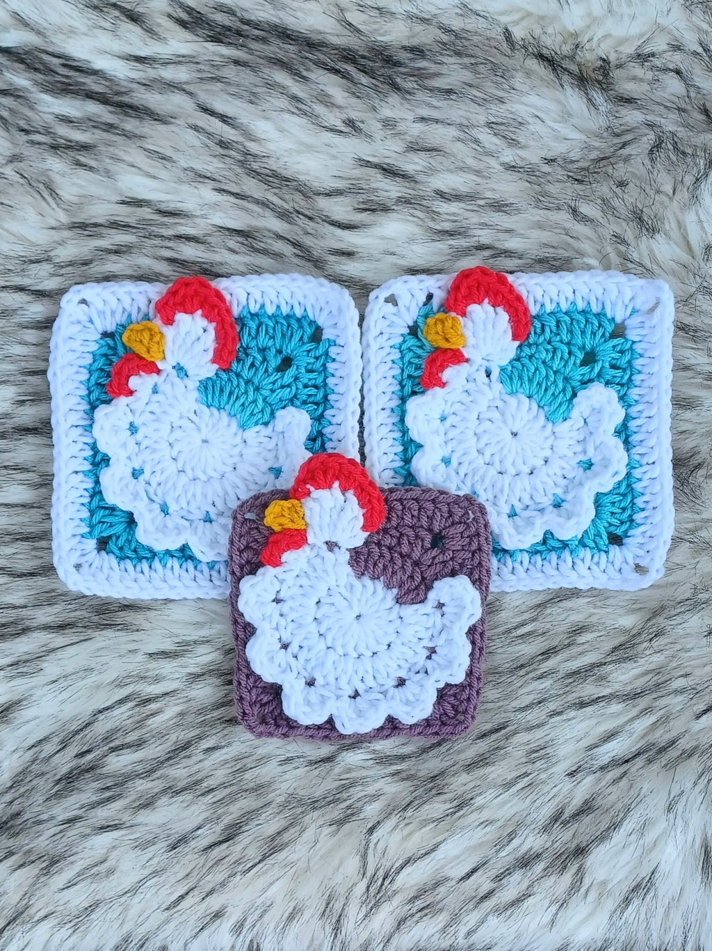 Chicken Granny Square Crochet Pattern, Easy Download (PDF)