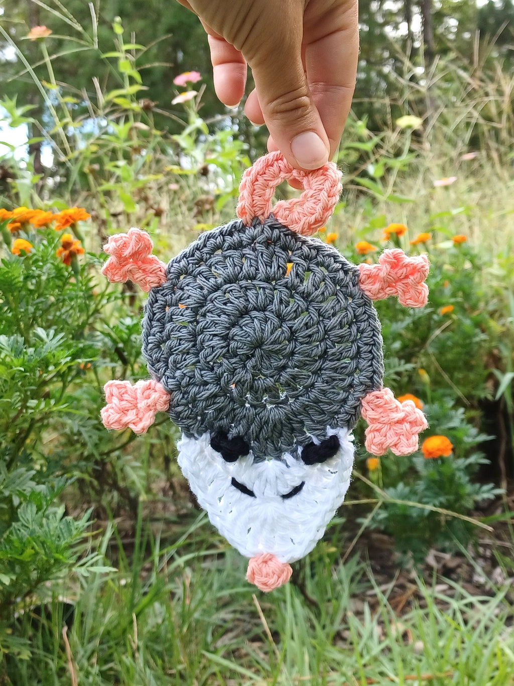 Possum Coaster digital crochet pattern, instant download crochet animal mug rug instructions, Opossum crochet applique