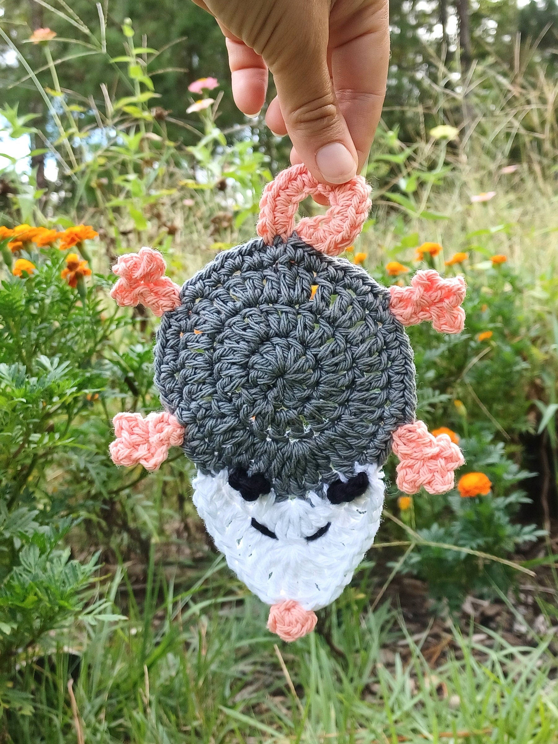 Possum Coaster digital crochet pattern, instant download crochet animal mug rug instructions, Opossum crochet applique
