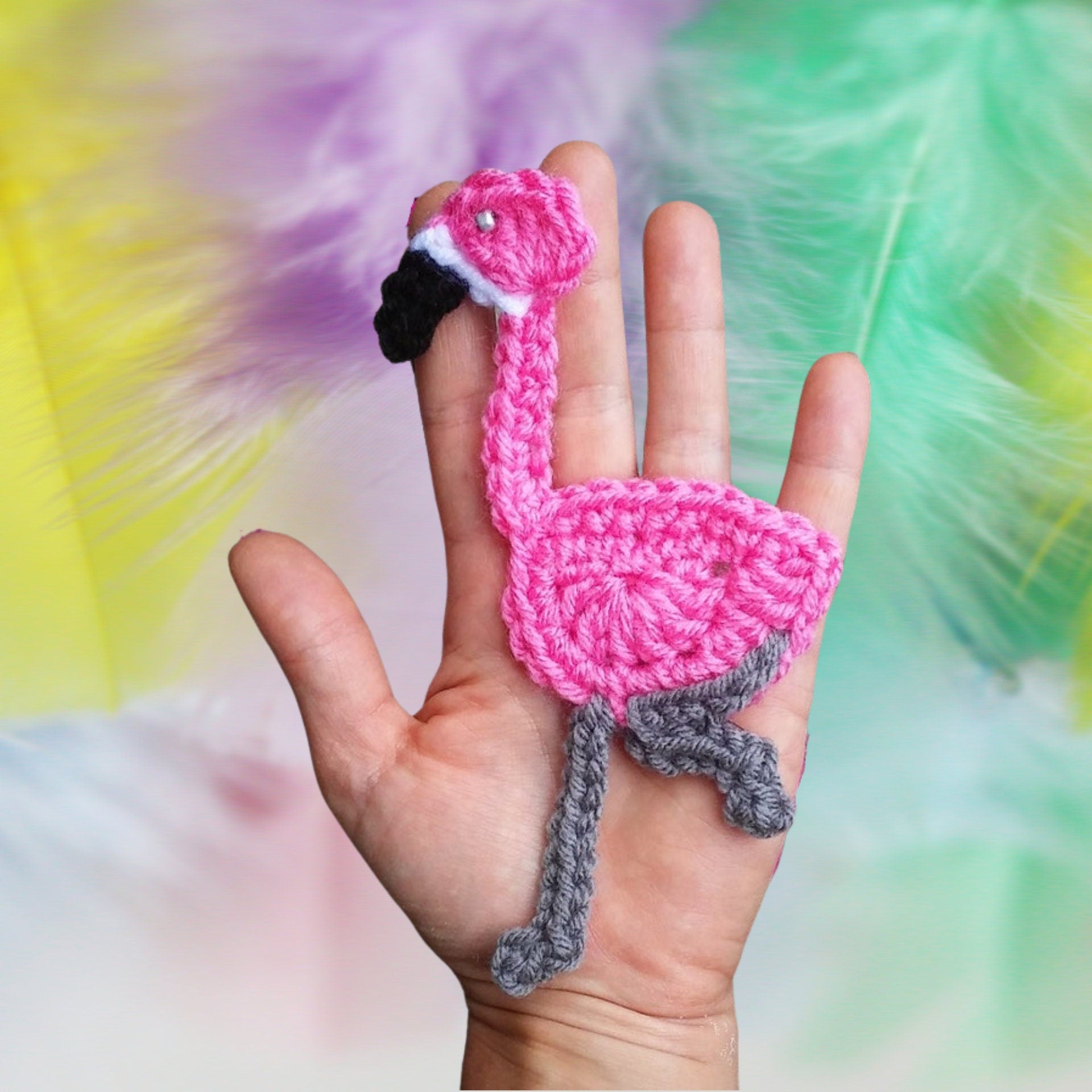 Crochet Flamingo Applique Pattern, Tropical Decor (PDF Pattern)