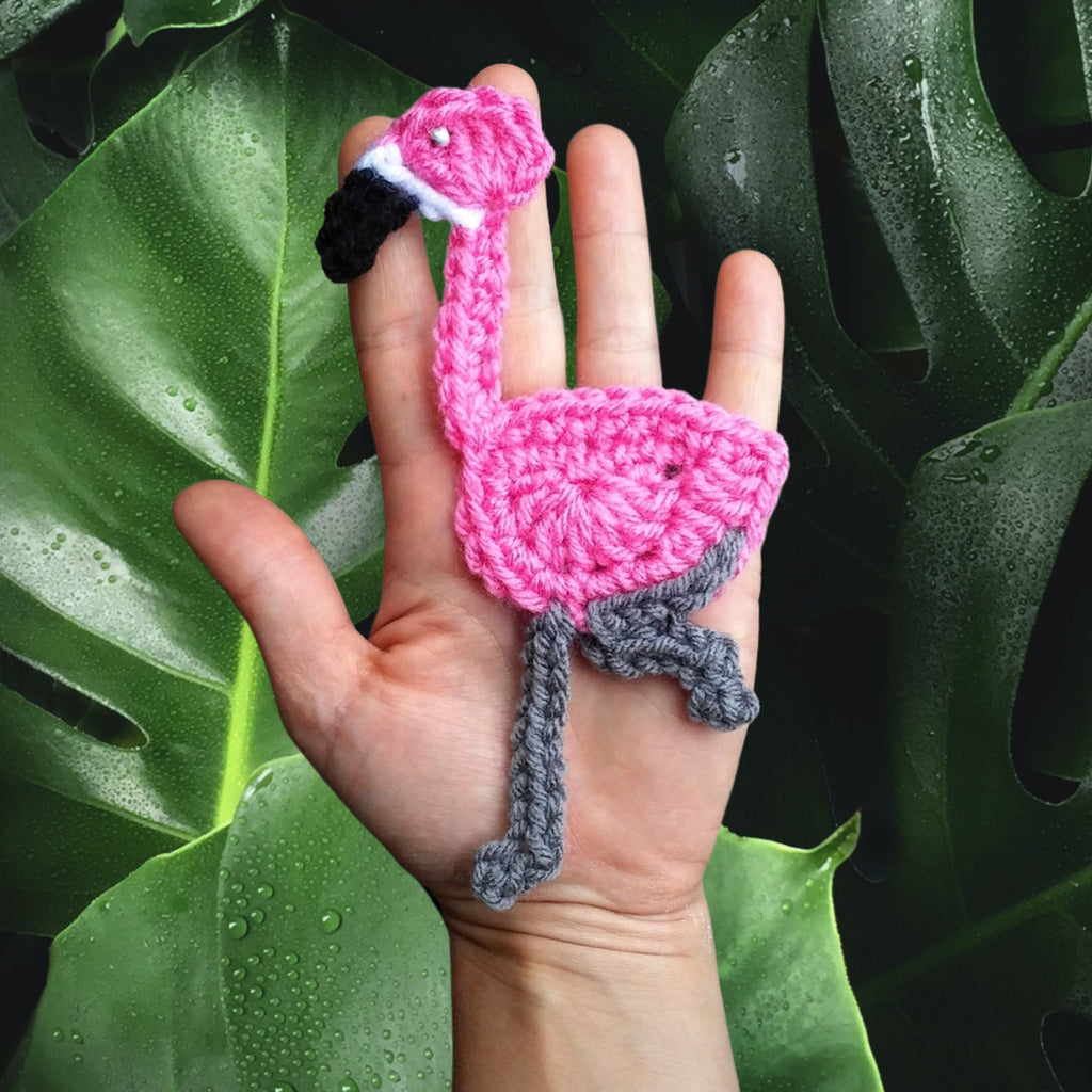 Crochet Flamingo Applique Pattern, Tropical Decor (PDF Pattern)
