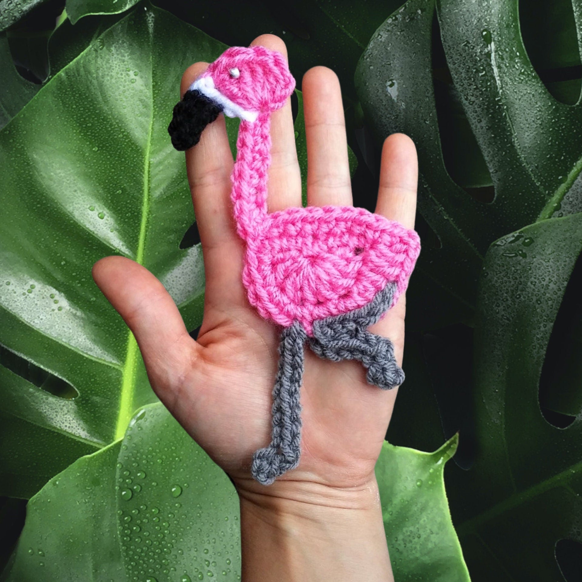 Crochet Flamingo Applique Pattern, Tropical Decor (PDF Pattern)