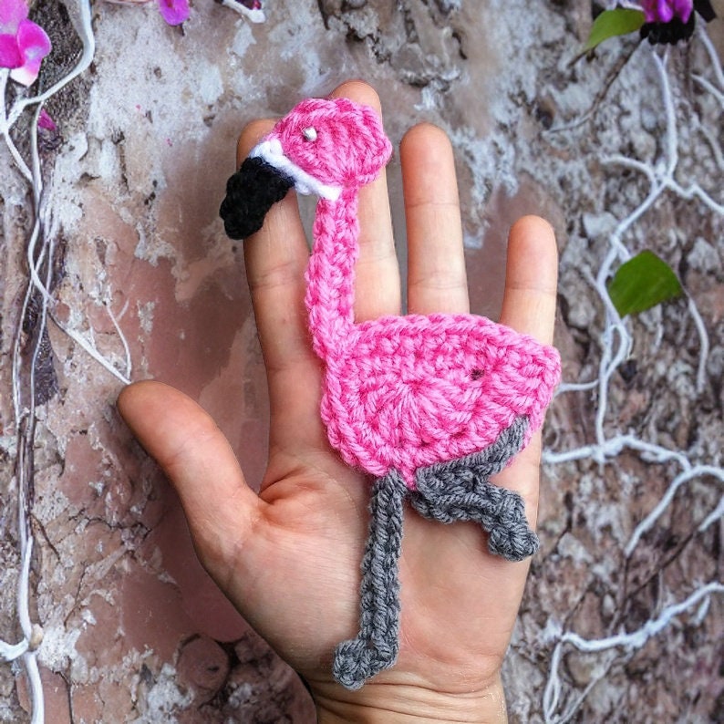 Crochet Flamingo Applique Pattern, Tropical Decor (PDF Pattern)