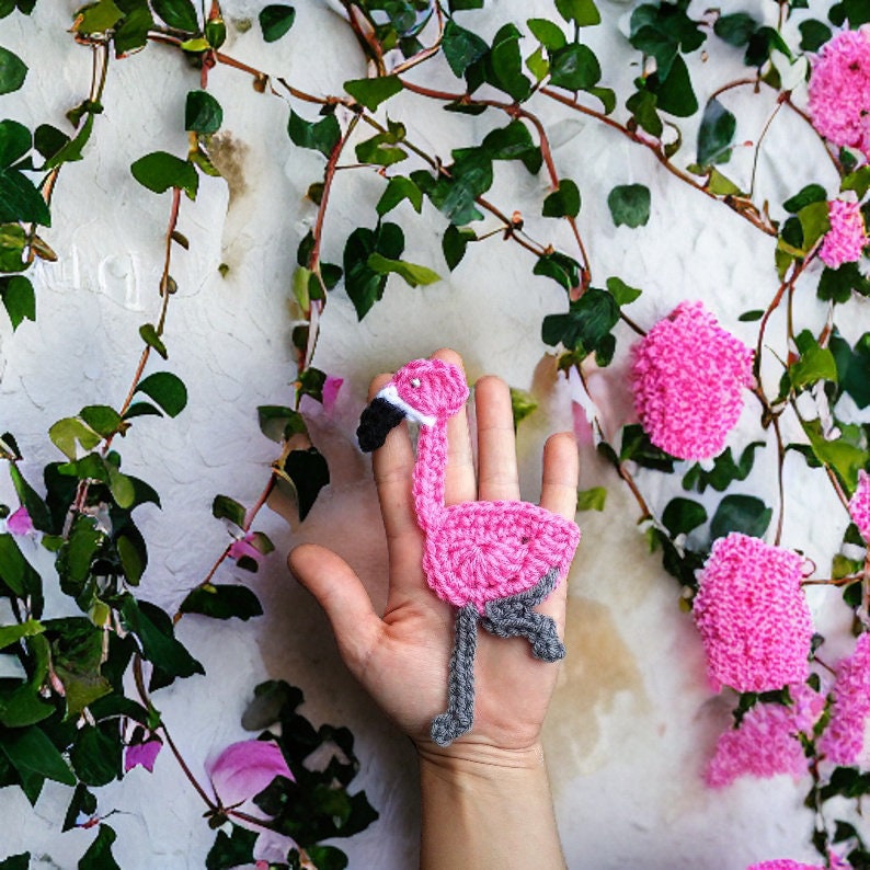 Crochet Flamingo Applique Pattern, Tropical Decor (PDF Pattern)