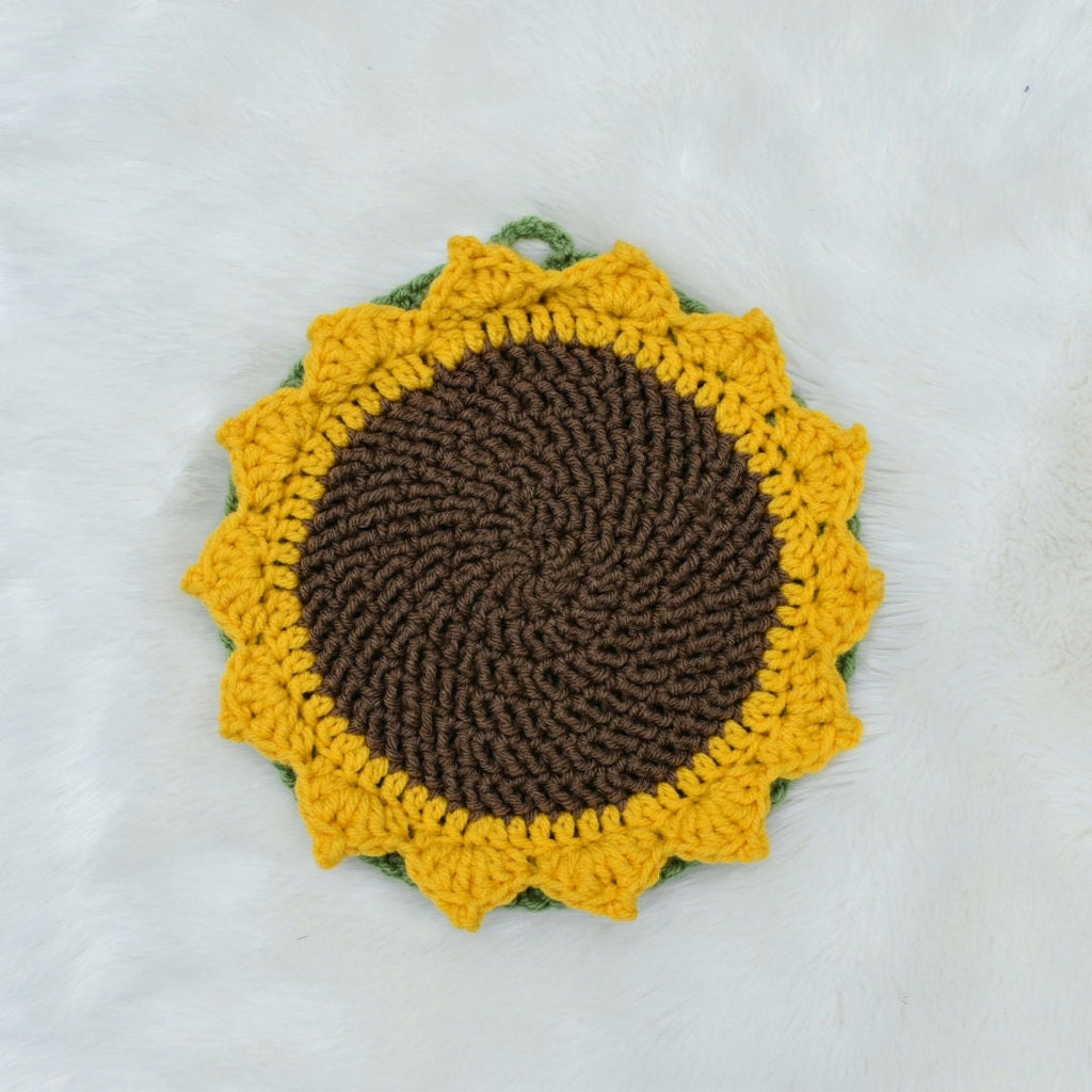 Crochet Sunflower Potholder Pattern, Farmhouse Hotpad Trivet (Digital Download)