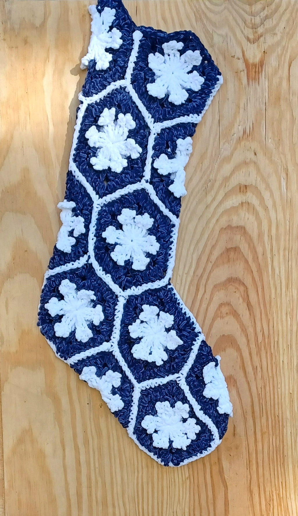 Snowflake Hexagon Stocking crochet pattern, instant download crochet instructions, Christmas holiday decorations