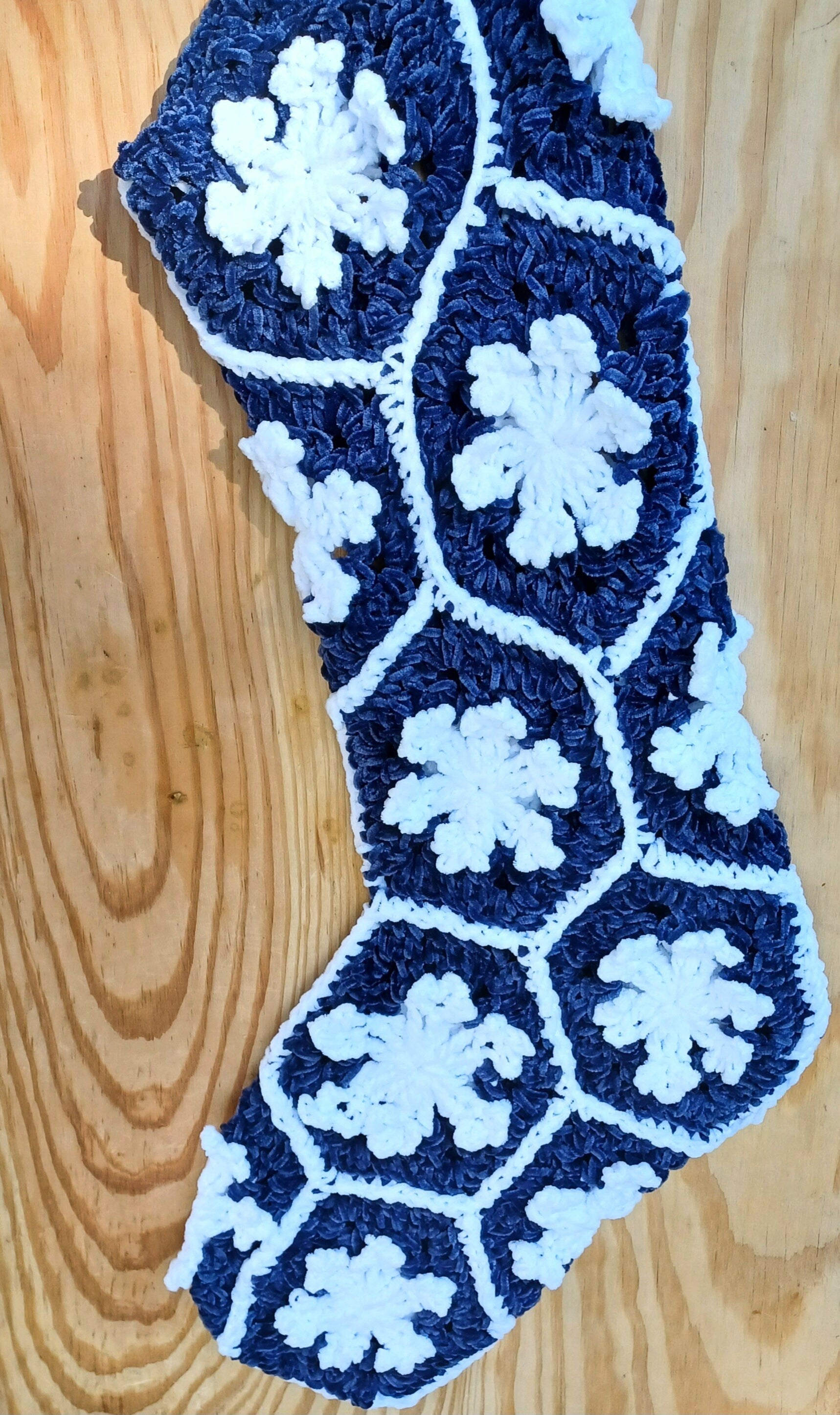 Snowflake Hexagon Stocking crochet pattern, instant download crochet instructions, Christmas holiday decorations