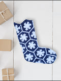 Snowflake Hexagon Stocking crochet pattern, instant download crochet instructions, Christmas holiday decorations