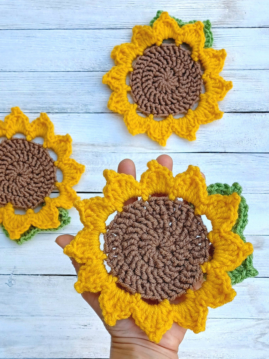 Sunflower Coaster Crochet Pattern, Easy Flower Mug Rug (Digital Download)
