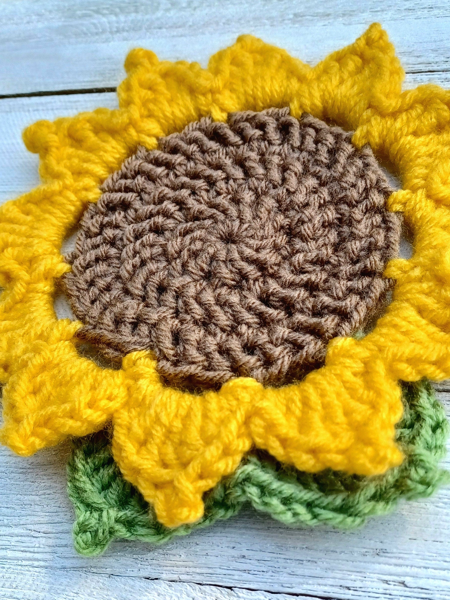 Sunflower Coaster Crochet Pattern, Easy Flower Mug Rug (Digital Download)