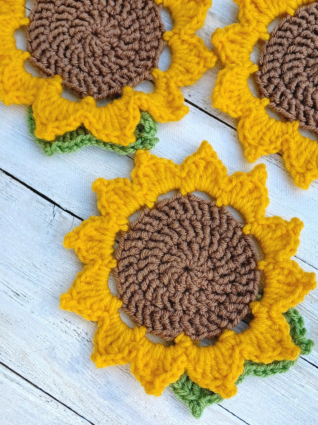 Sunflower Coaster Crochet Pattern, Easy Flower Mug Rug (Digital Download)
