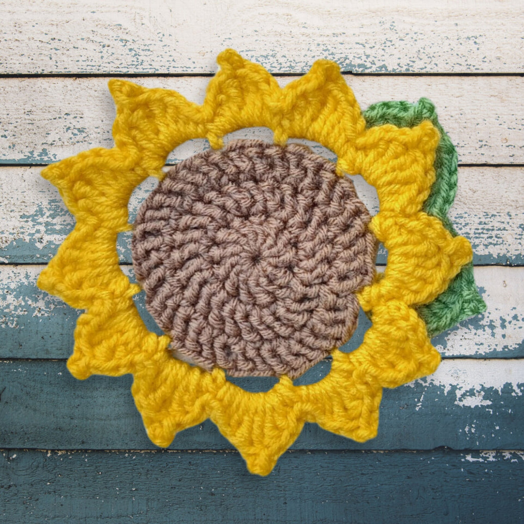 Sunflower Coaster Crochet Pattern, Easy Flower Mug Rug (Digital Download)