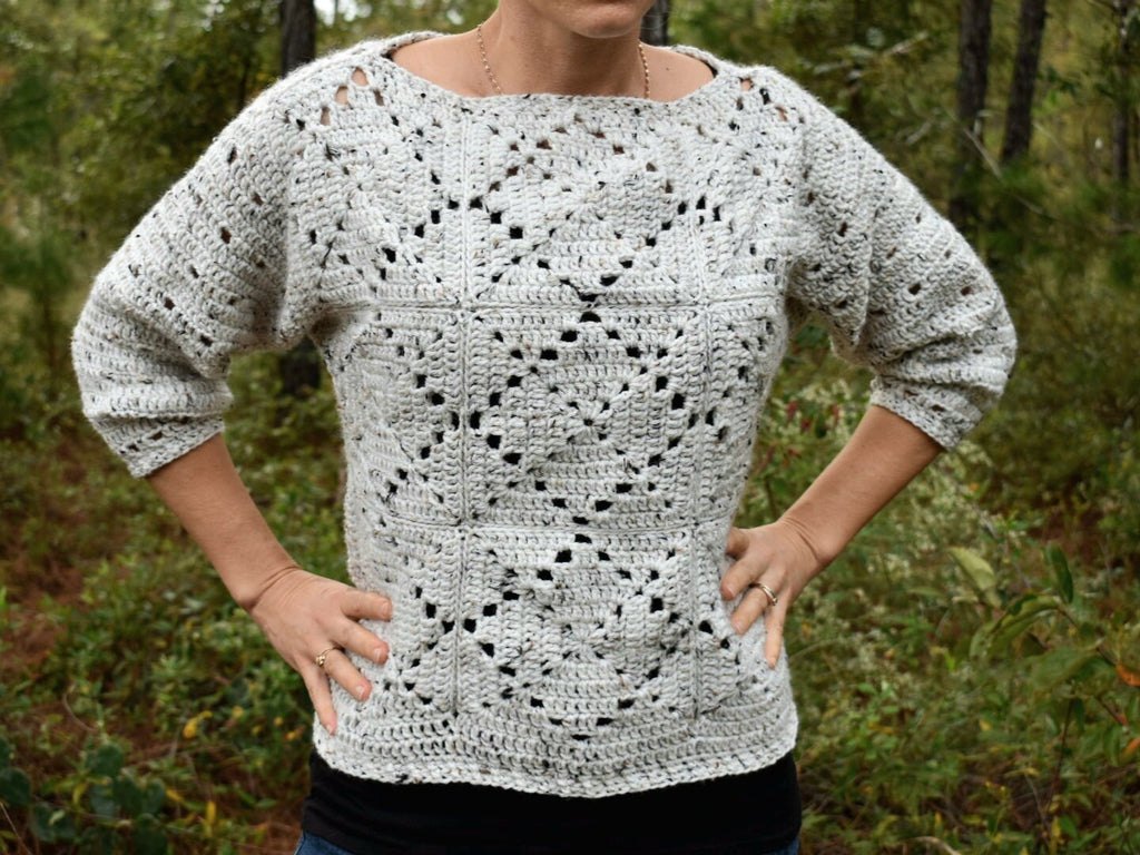 Allotrope Crochet Sweater Pattern, Diamond Pullover (PDF Download)
