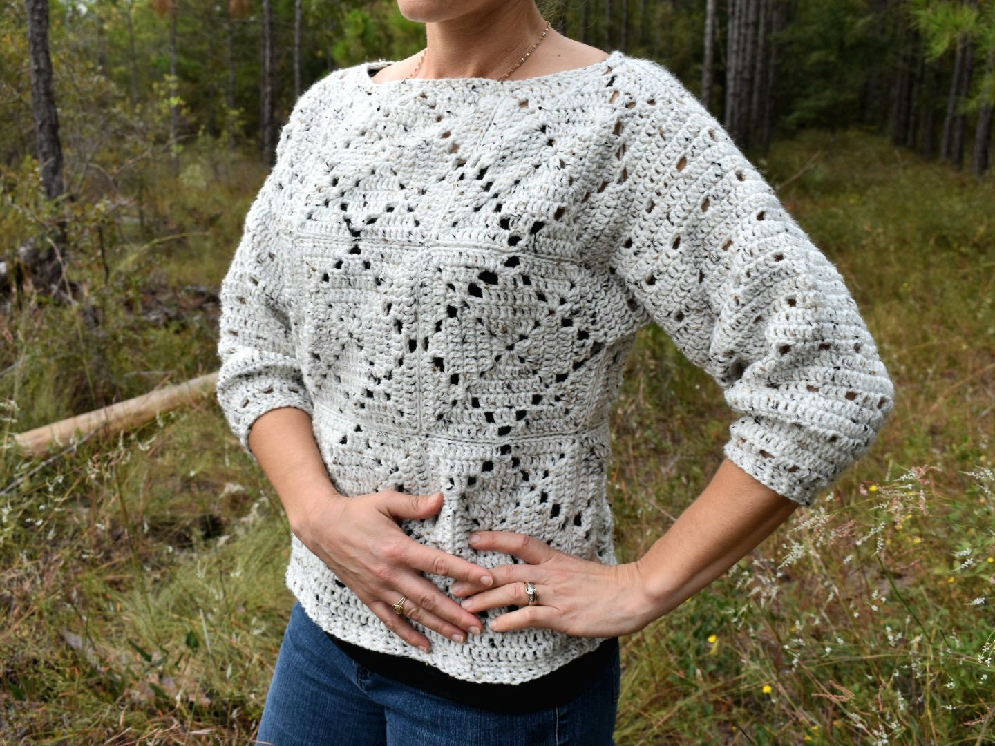 Allotrope Crochet Sweater Pattern, Diamond Pullover (PDF Download)