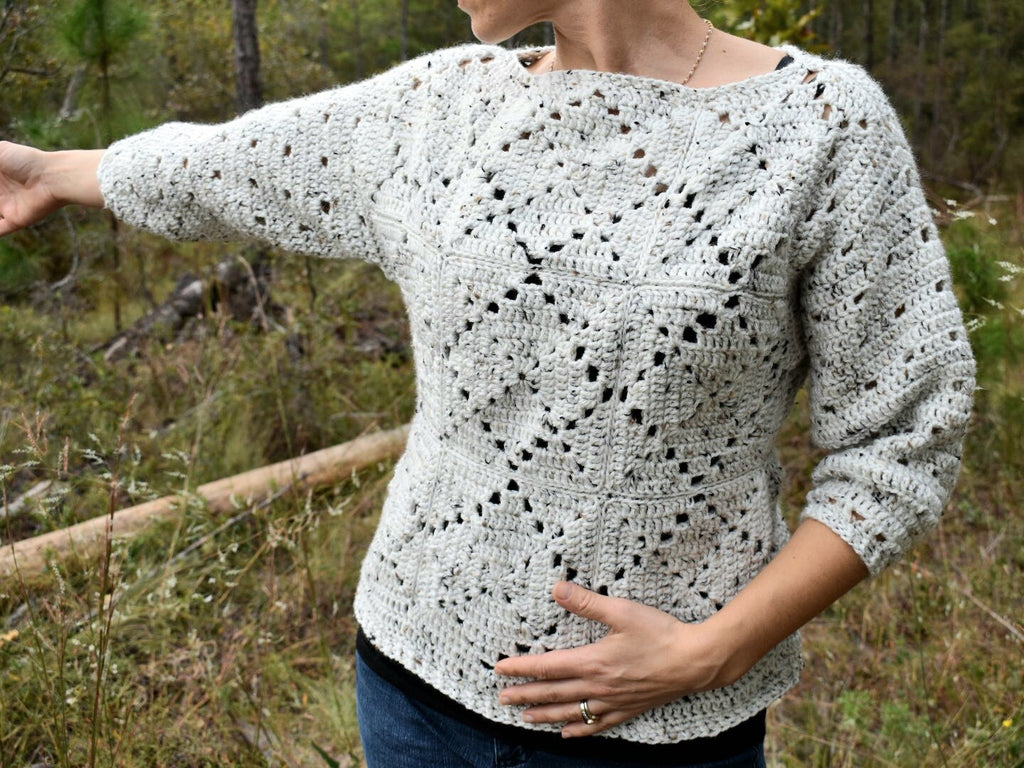 Allotrope Crochet Sweater Pattern, Diamond Pullover (PDF Download)