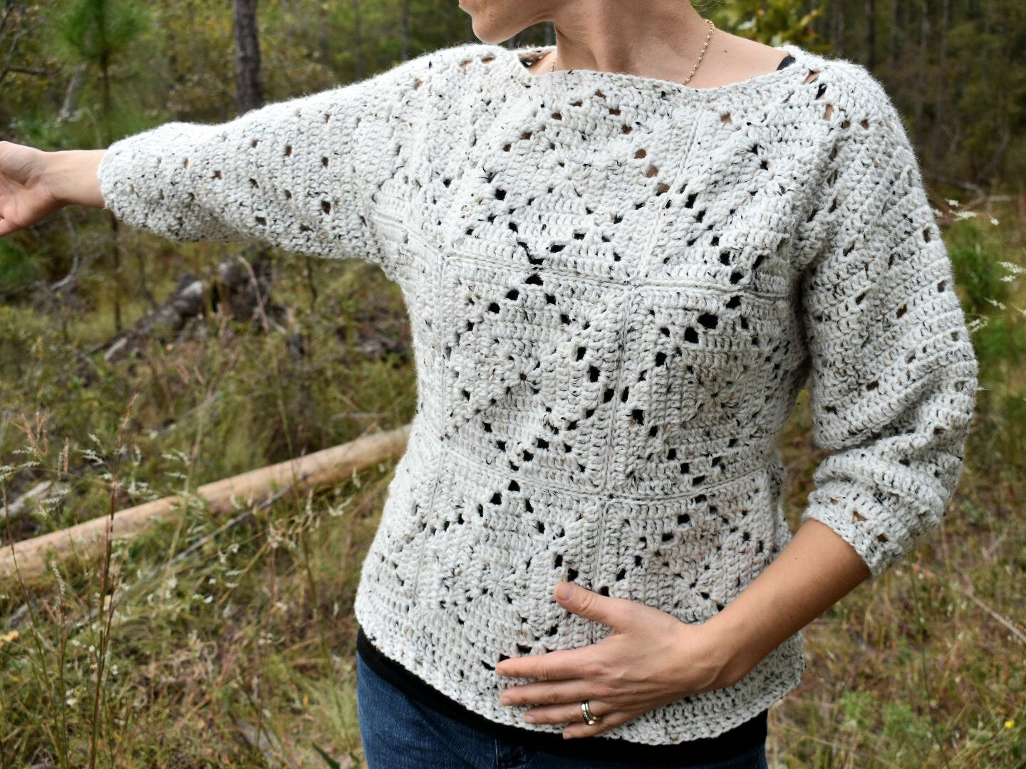 Allotrope Crochet Sweater Pattern, Diamond Pullover (PDF Download)