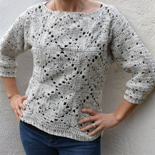 Allotrope Crochet Sweater Pattern, Diamond Pullover (PDF Download)