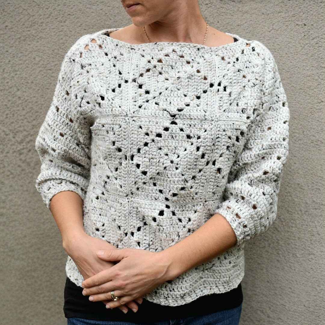 Allotrope Crochet Sweater Pattern, Diamond Pullover (PDF Download)