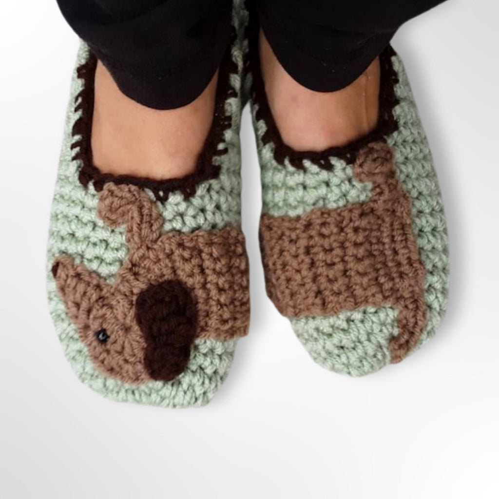 Crochet Dachshund Dog Slippers Pattern, Women's Sizes (PDF Pattern)