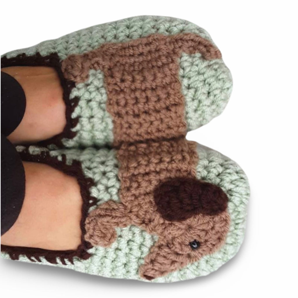 Crochet Dachshund Dog Slippers Pattern, Women's Sizes (PDF Pattern)
