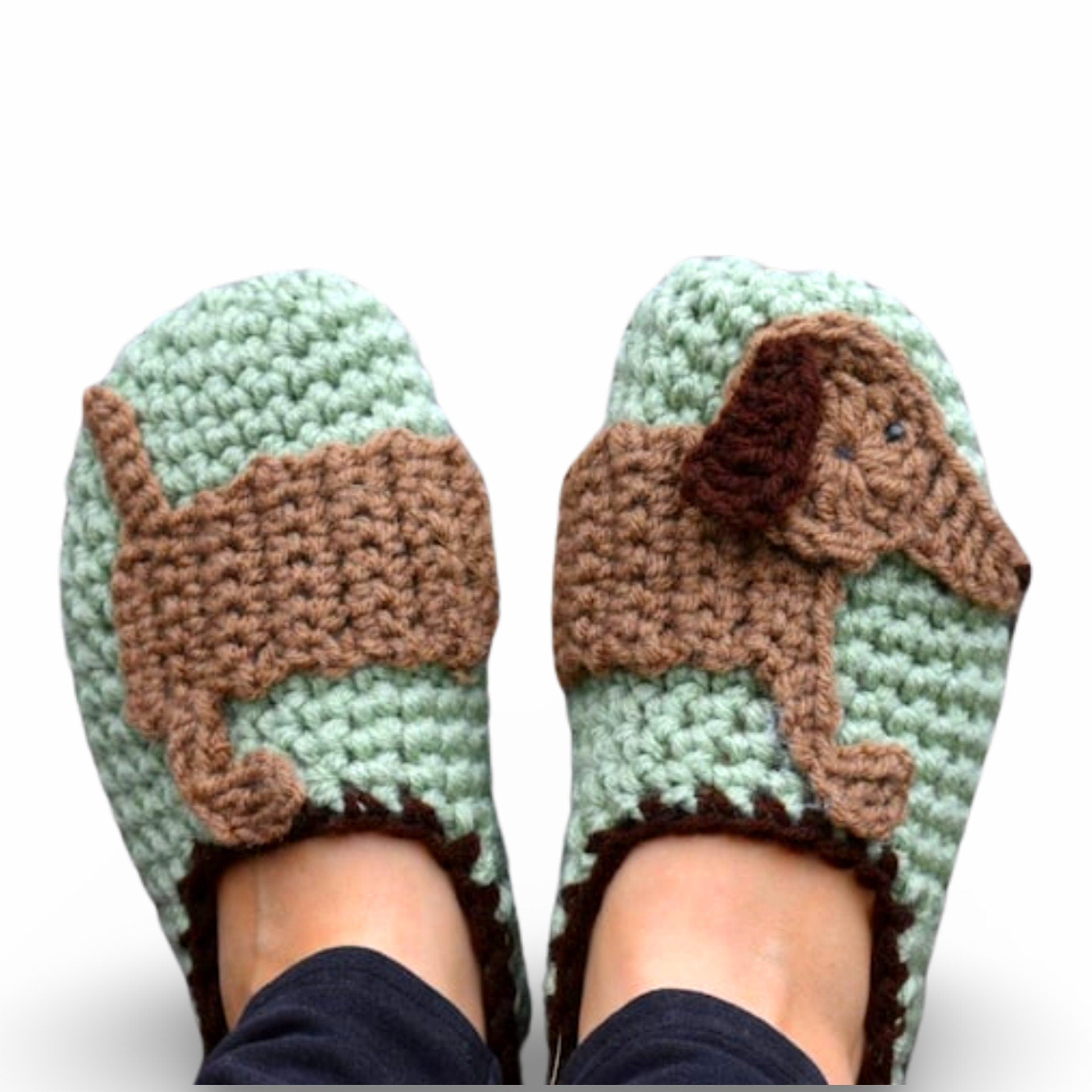 Crochet Dachshund Dog Slippers Pattern, Women's Sizes (PDF Pattern)