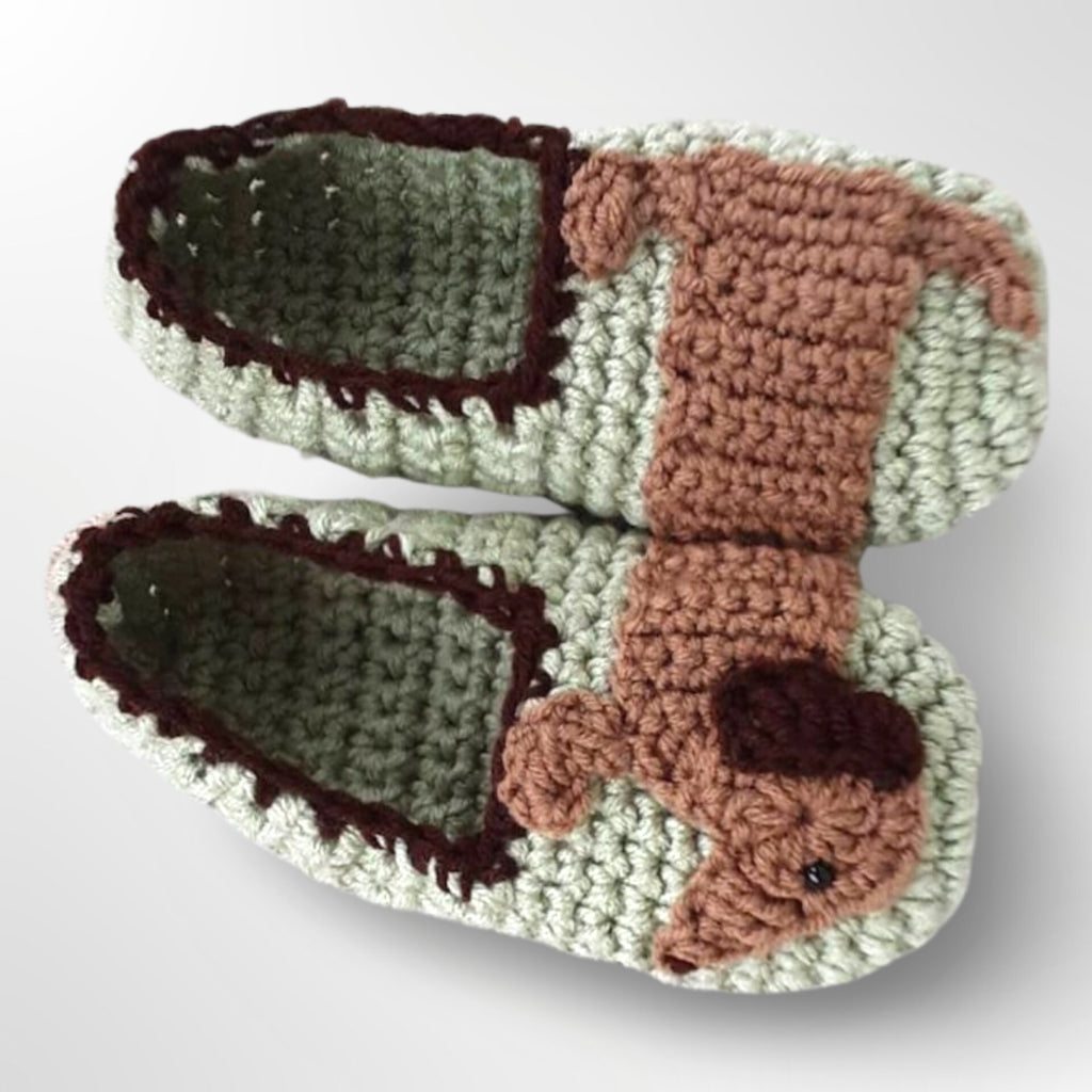 Crochet Dachshund Dog Slippers Pattern, Women's Sizes (PDF Pattern)