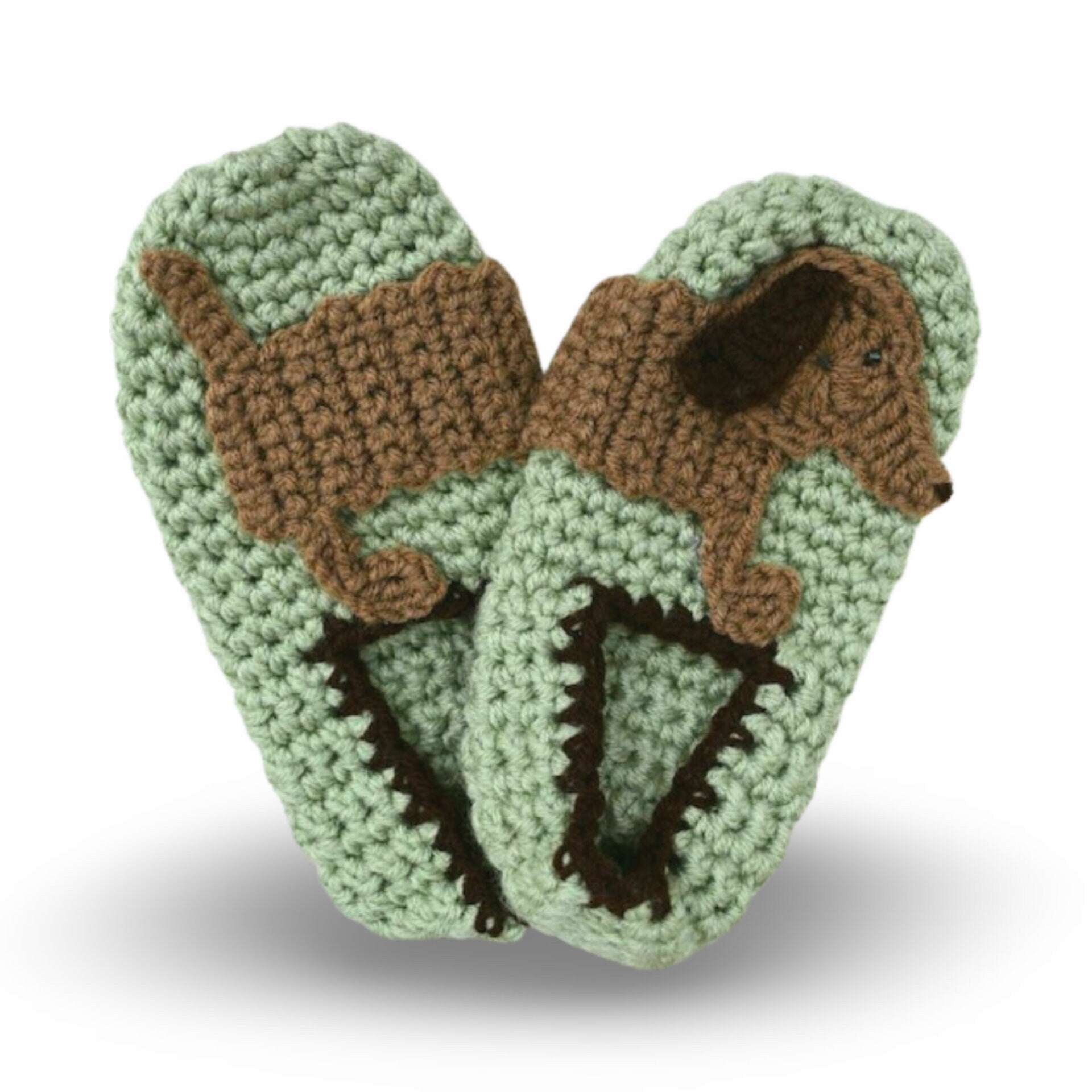 Crochet Dachshund Dog Slippers Pattern, Women's Sizes (PDF Pattern)