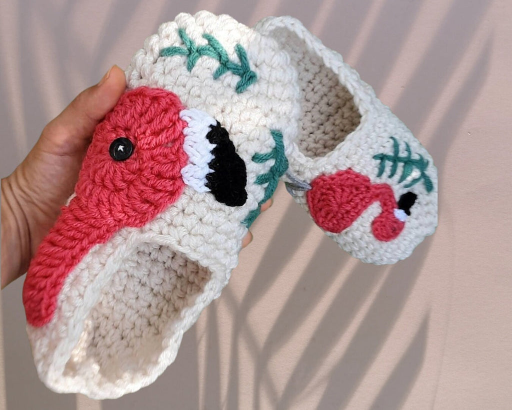 Crochet Flamingo Slippers Pattern, Women's Sizes (PDF Pattern)