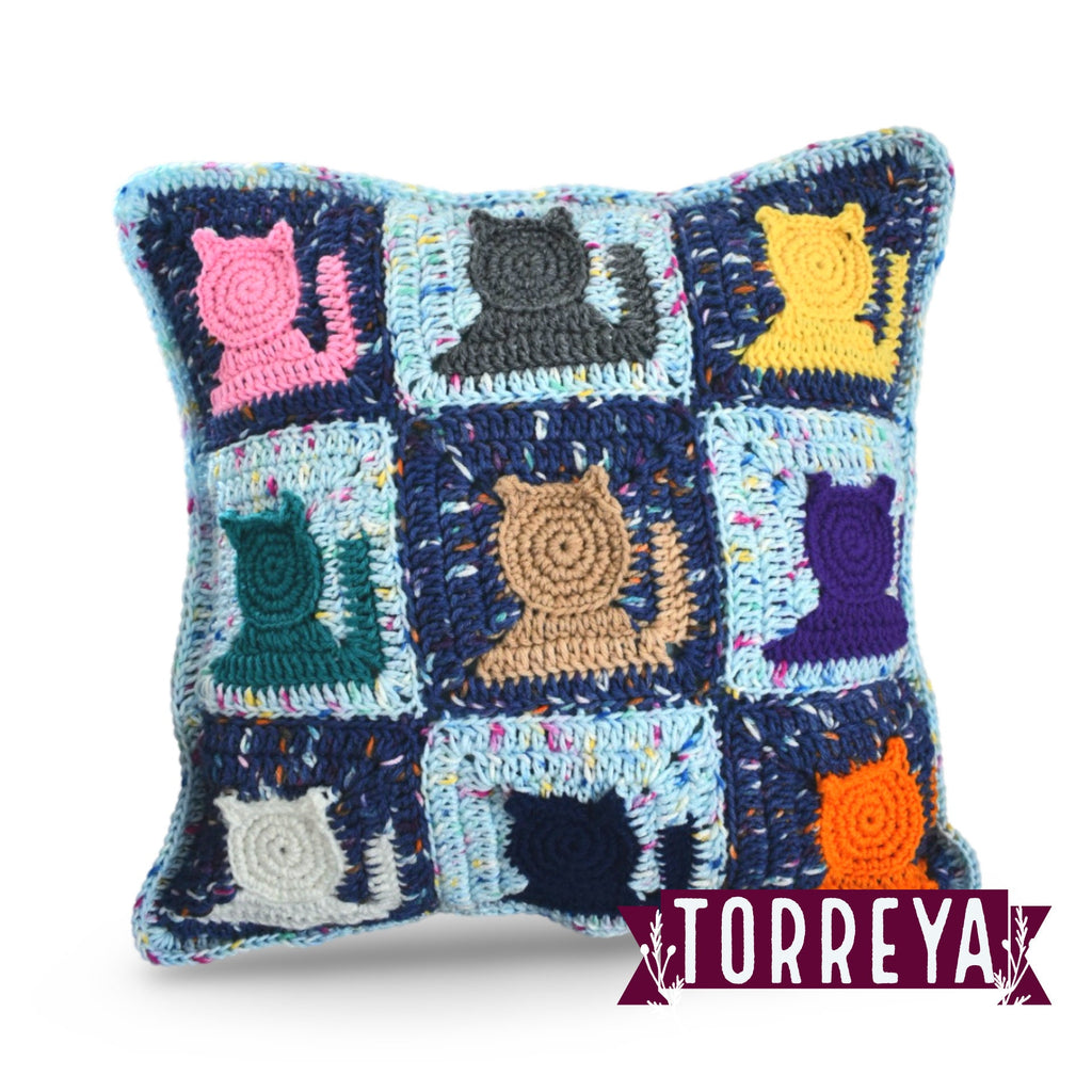 Party Cat Crochet Pattern: Granny Square Afghan Block (PDF Pattern)