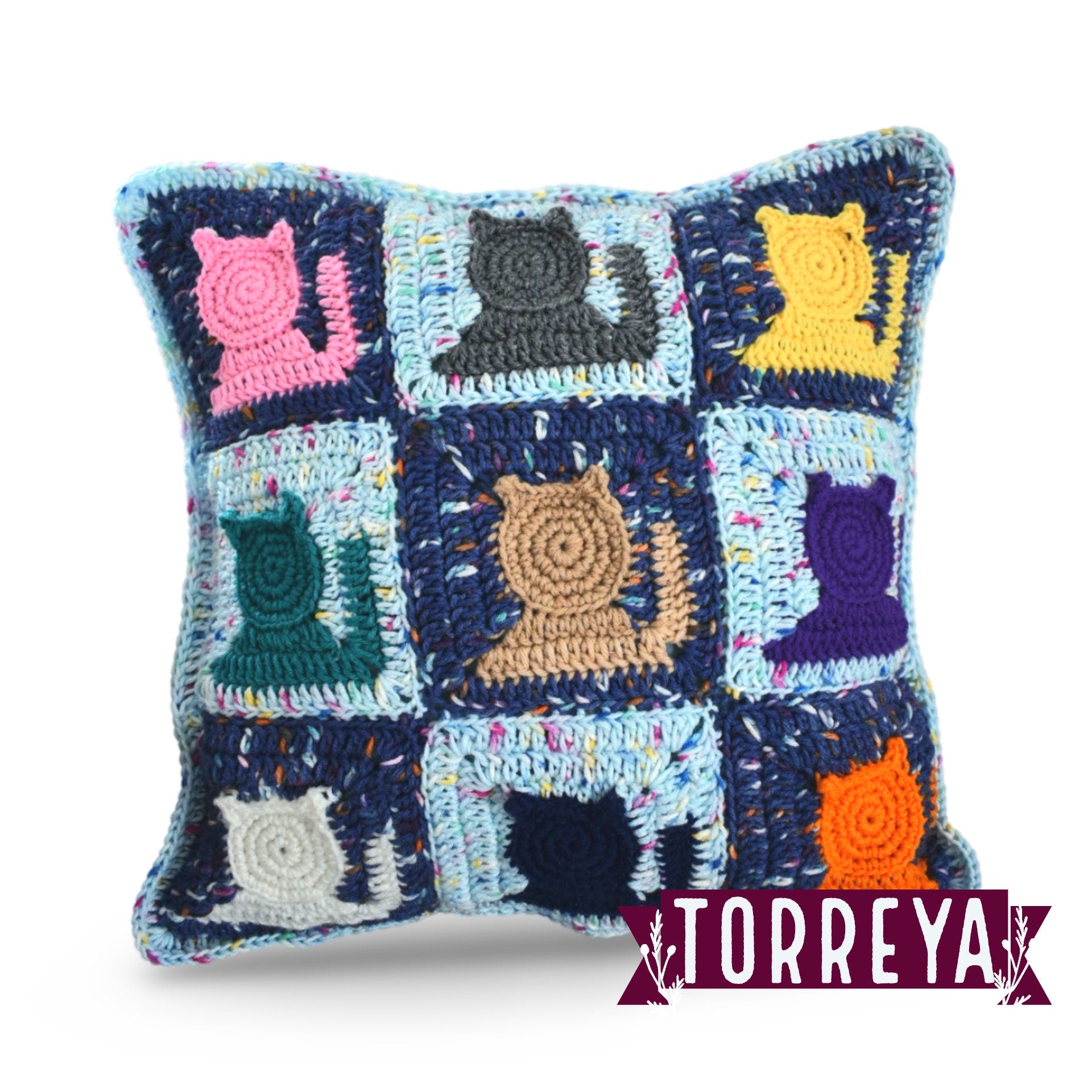 Party Cat Crochet Pattern: Granny Square Afghan Block (PDF Pattern)