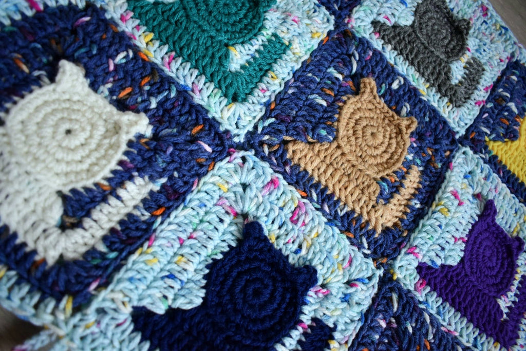 Party Cat Crochet Pattern: Granny Square Afghan Block (PDF Pattern)