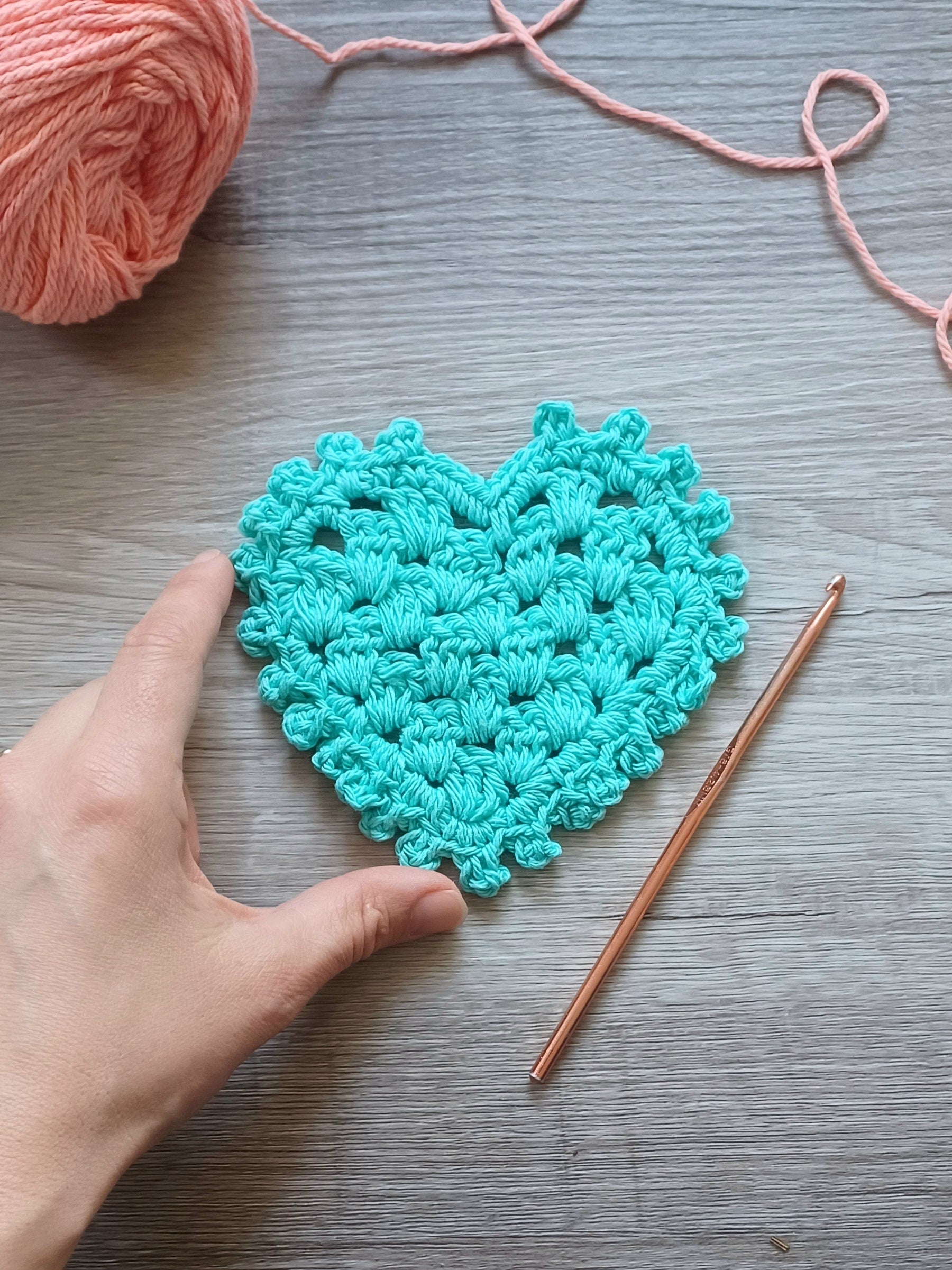Picot Heart Coaster Crochet Pattern, Valentine Mug Rug (Digital Download)