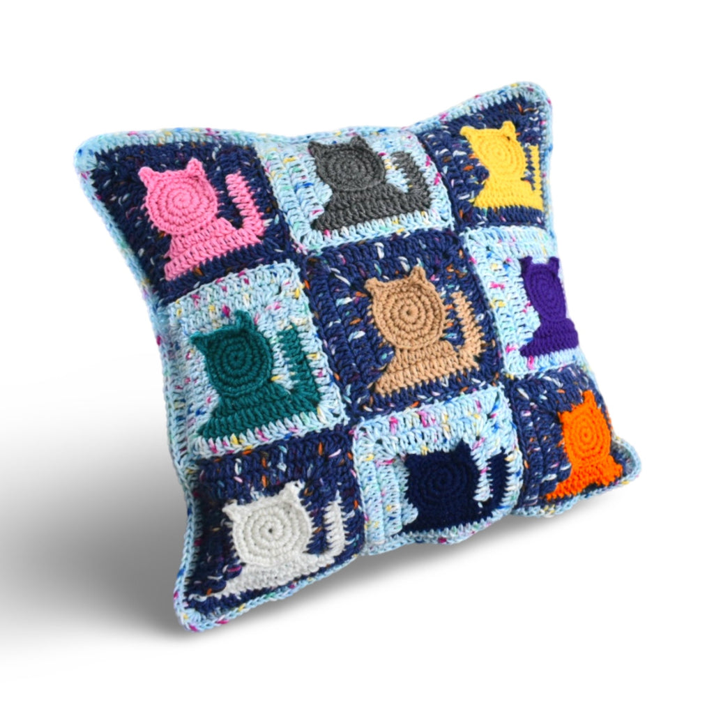 Party Cat Crochet Pattern: Granny Square Afghan Block (PDF Pattern)