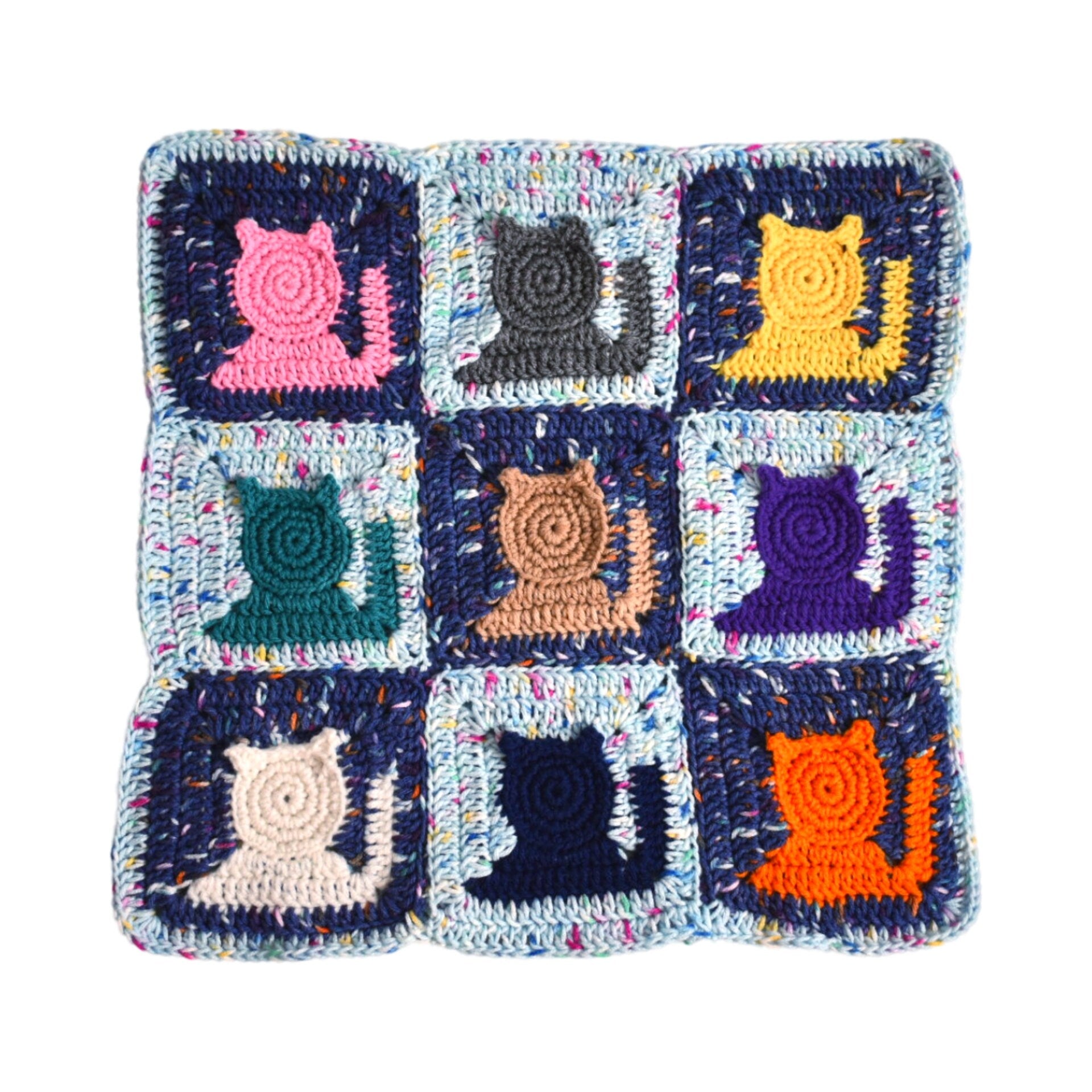 Party Cat Crochet Pattern: Granny Square Afghan Block (PDF Pattern)