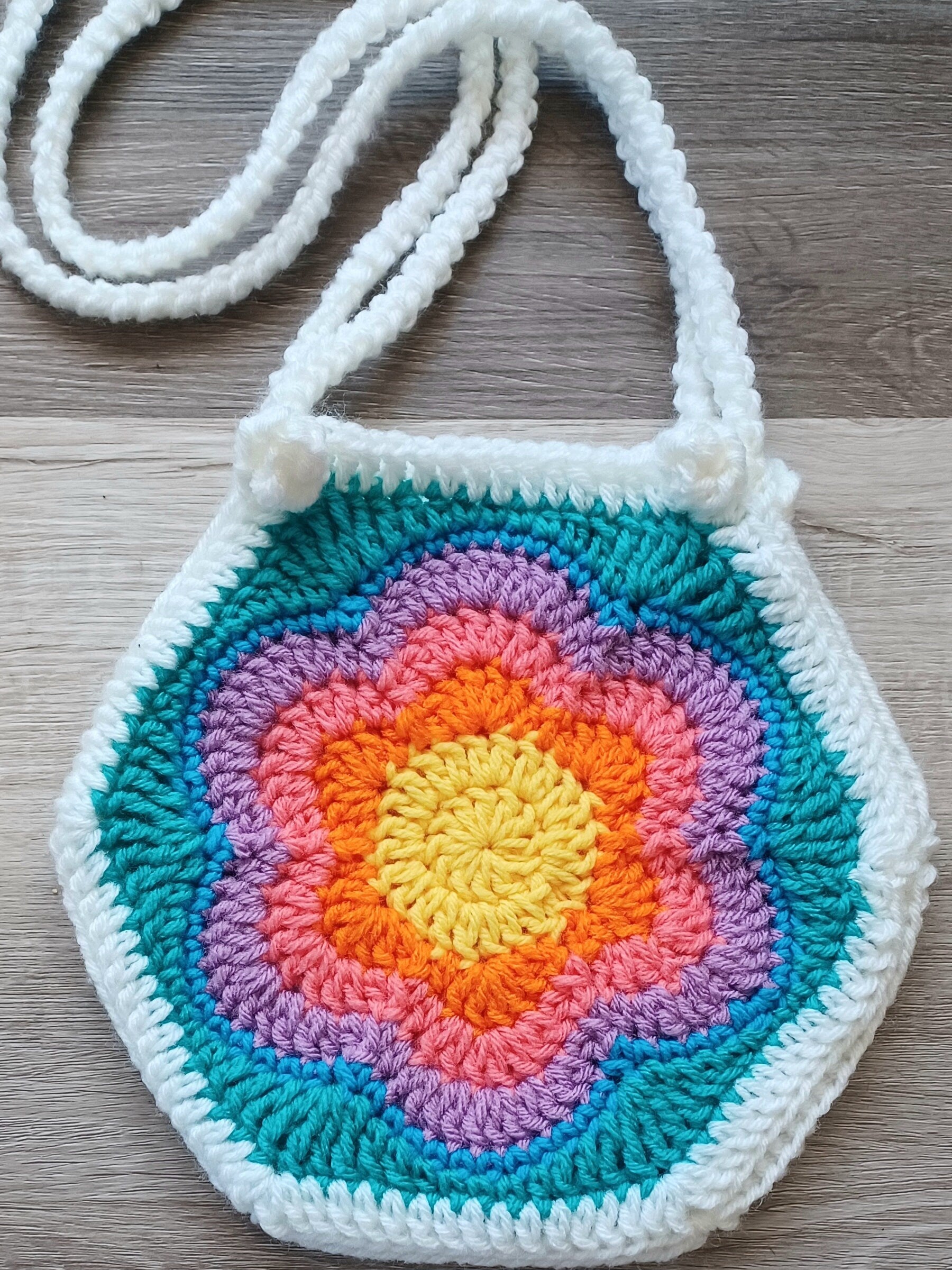 Crochet Flower Purse Pattern: Rainbow Handbag Instructions (PDF Pattern)