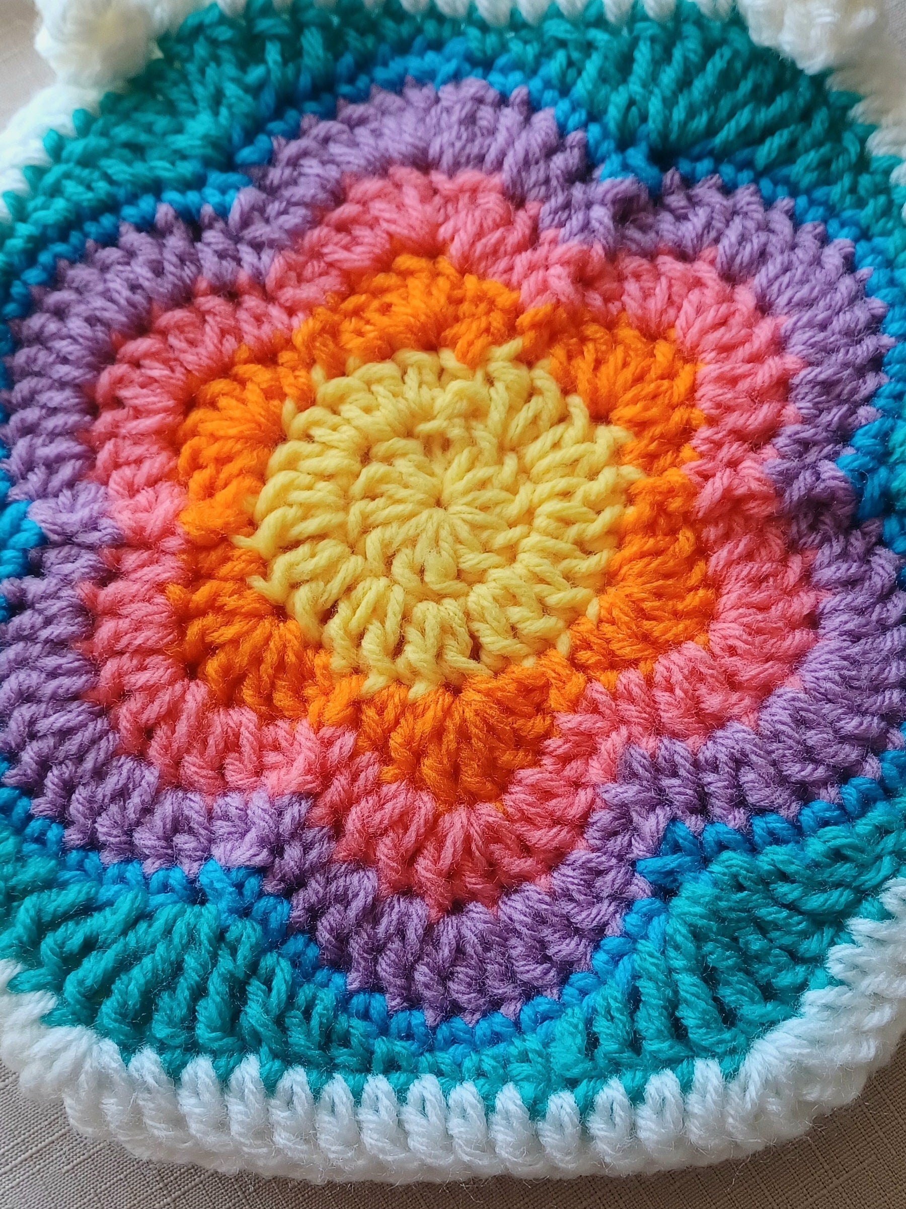 Crochet Flower Purse Pattern: Rainbow Handbag Instructions (PDF Pattern)