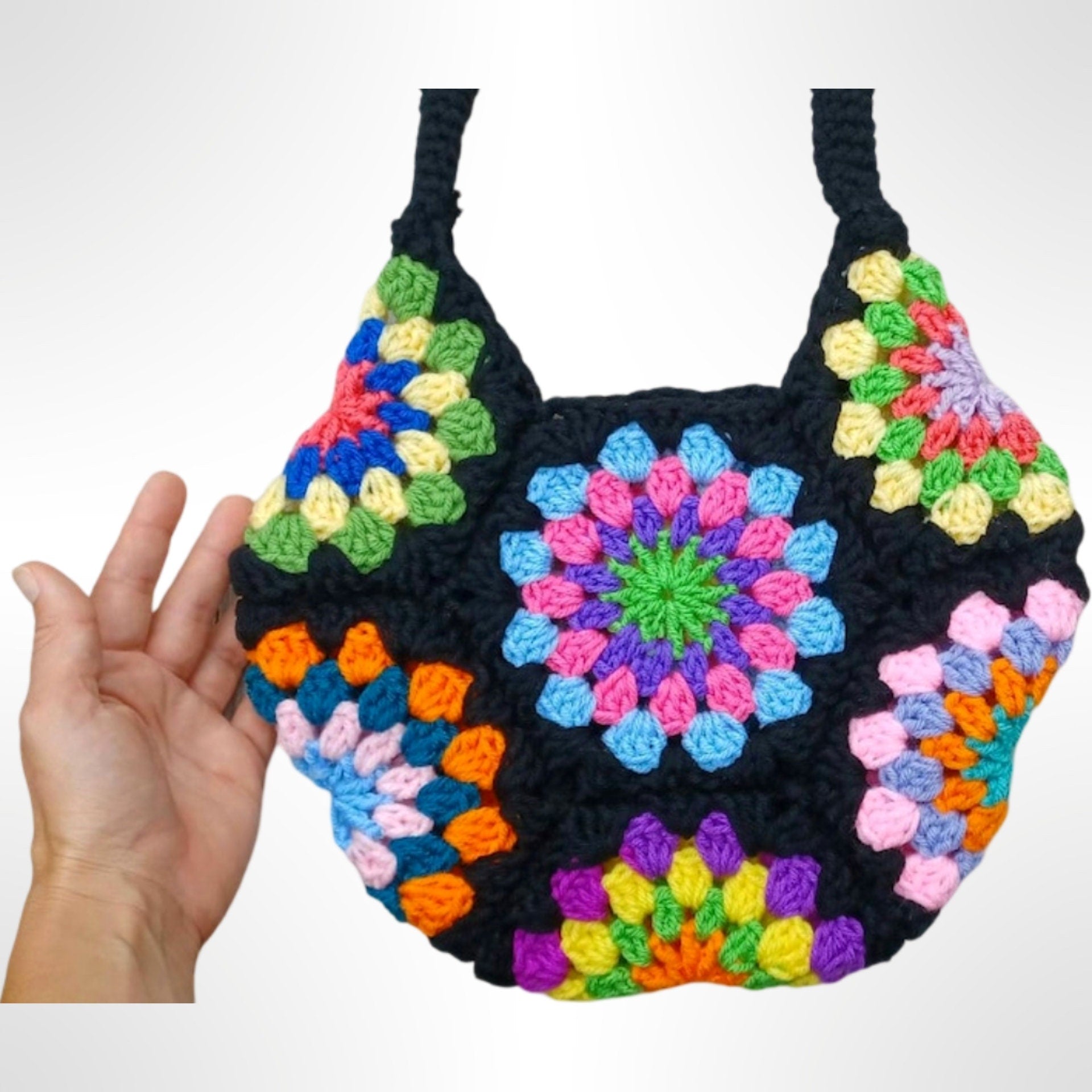 Spinning Jenny Flower Bag Crochet Pattern, Granny Square Handbag (Digital Download)