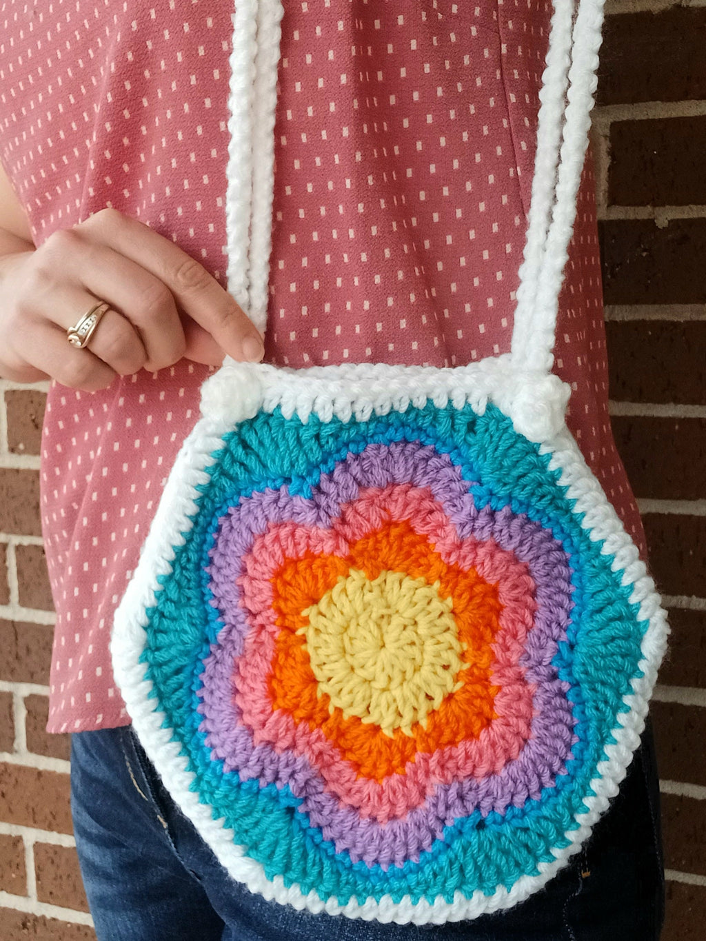 Crochet Flower Purse Pattern: Rainbow Handbag Instructions (PDF Pattern)