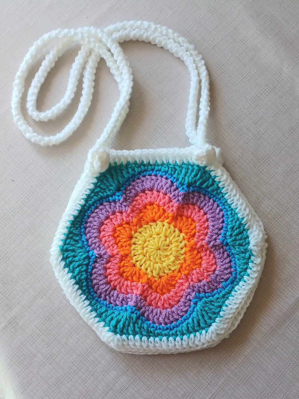 Crochet Flower Purse Pattern: Rainbow Handbag Instructions (PDF Pattern)