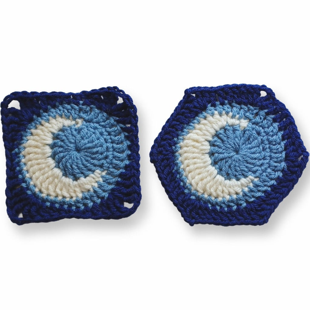 Crescent Moon Crochet Granny Square & Hexagon Pattern (PDF)